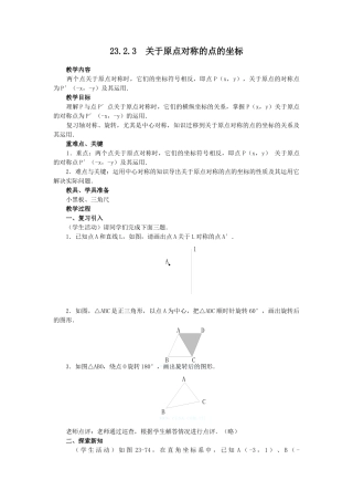 （25-26学年）人教九年级数学上册23.2.3  关于原点对称的点的坐标2 互动教案