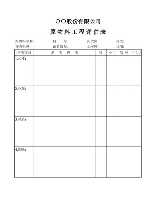 原物料工程评估表