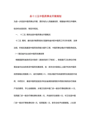 县十三五中医药事业发展规划