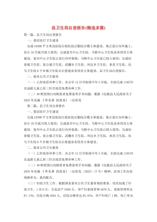 县卫生局自查报告