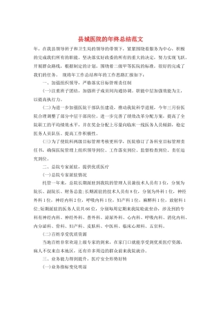 县城医院的年终总结范文