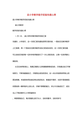 县小学教学能手经验交流心得