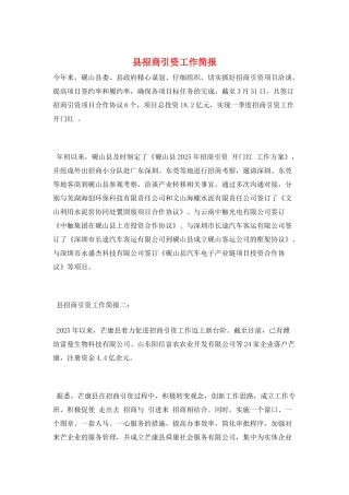 县招商引资工作简报