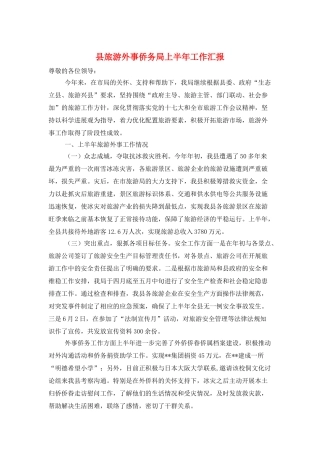 县旅游外事侨务局上半年工作汇报
