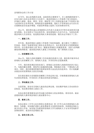 县残联协会的工作计划