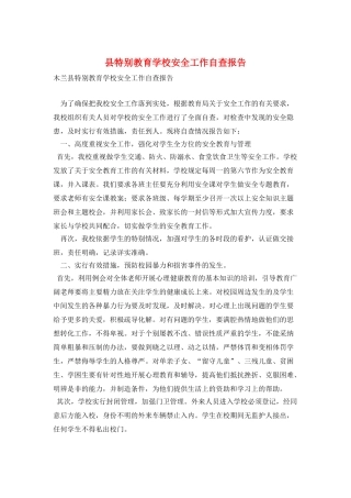 县特殊教育学校安全工作自查报告