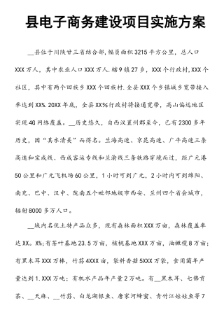 县电子商务建设项目实施方案