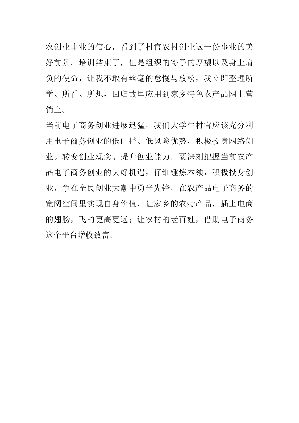 参加全省大学生村官电子商务示范培训班的感想_第3页