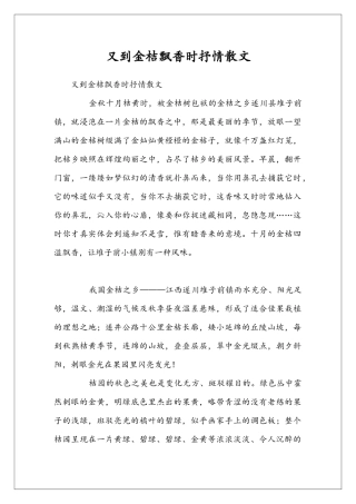 又到金桔飘香时抒情散文