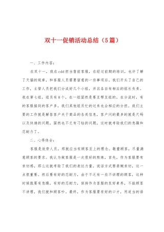双十一促销活动总结