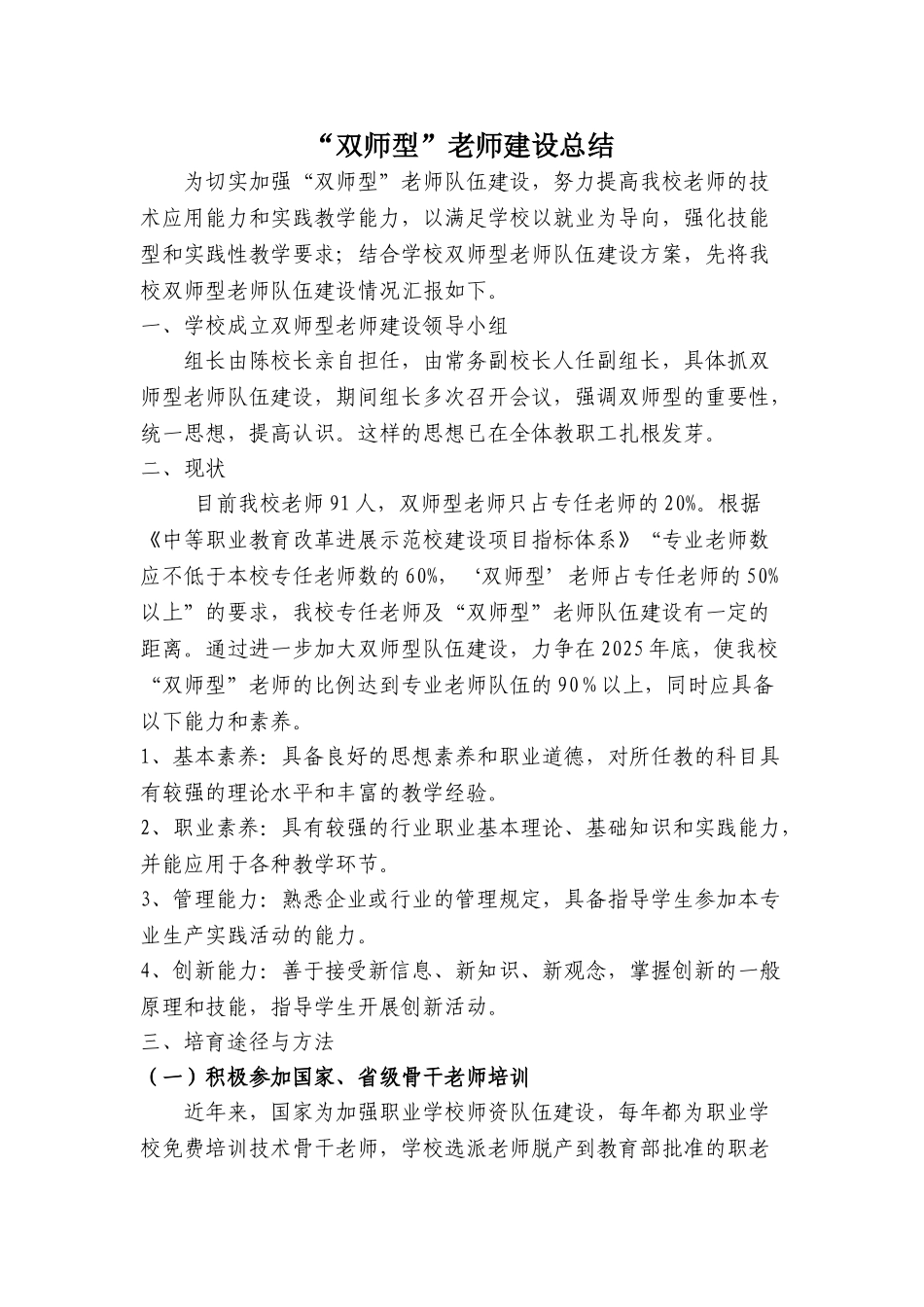 双师型教师队伍建设总结_第1页