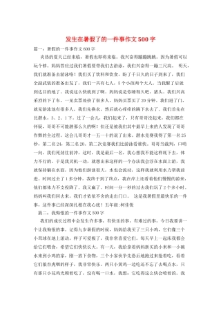 发生在暑假了的一件事作文500字