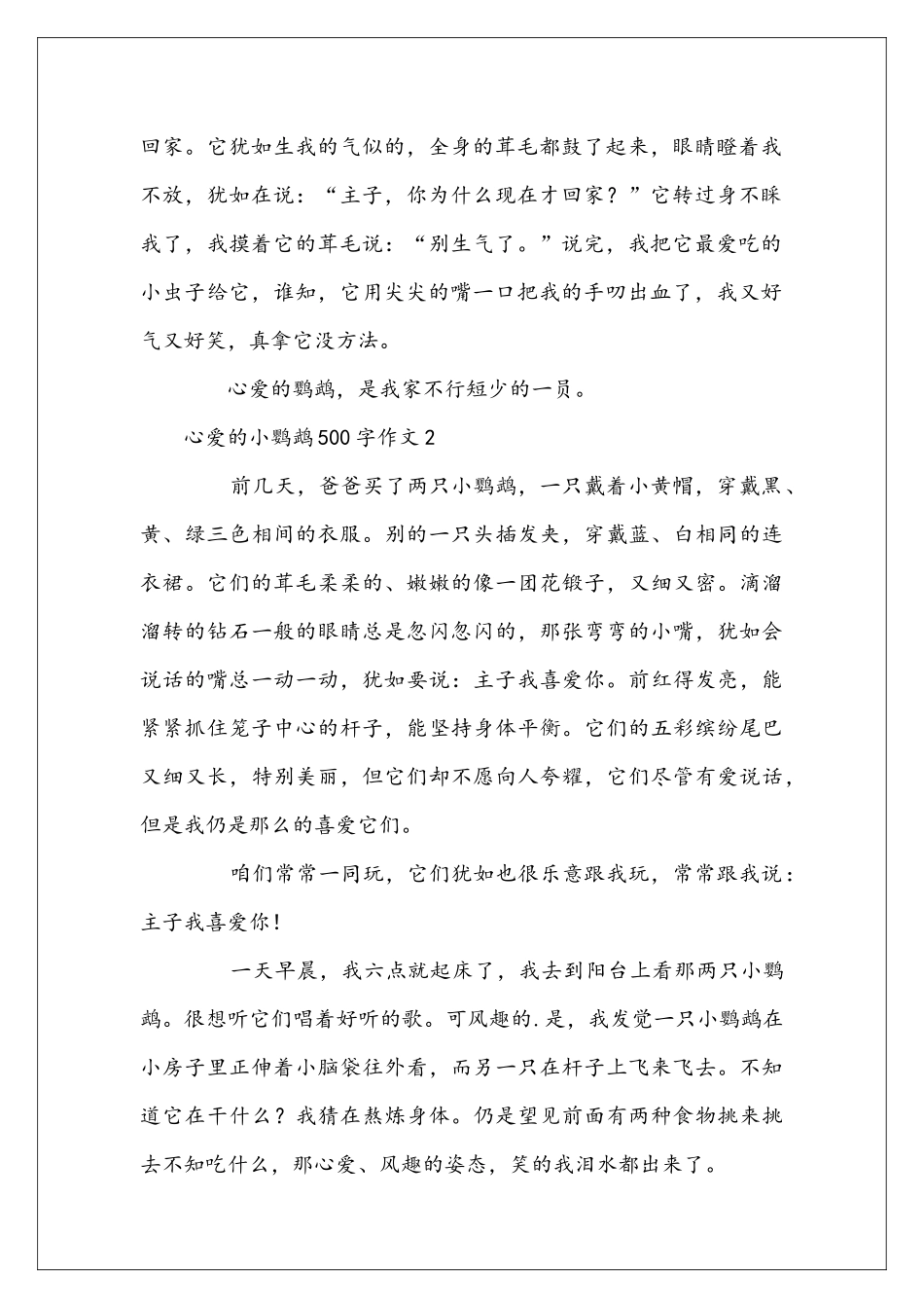 可爱的小鹦鹉500字作文_第2页