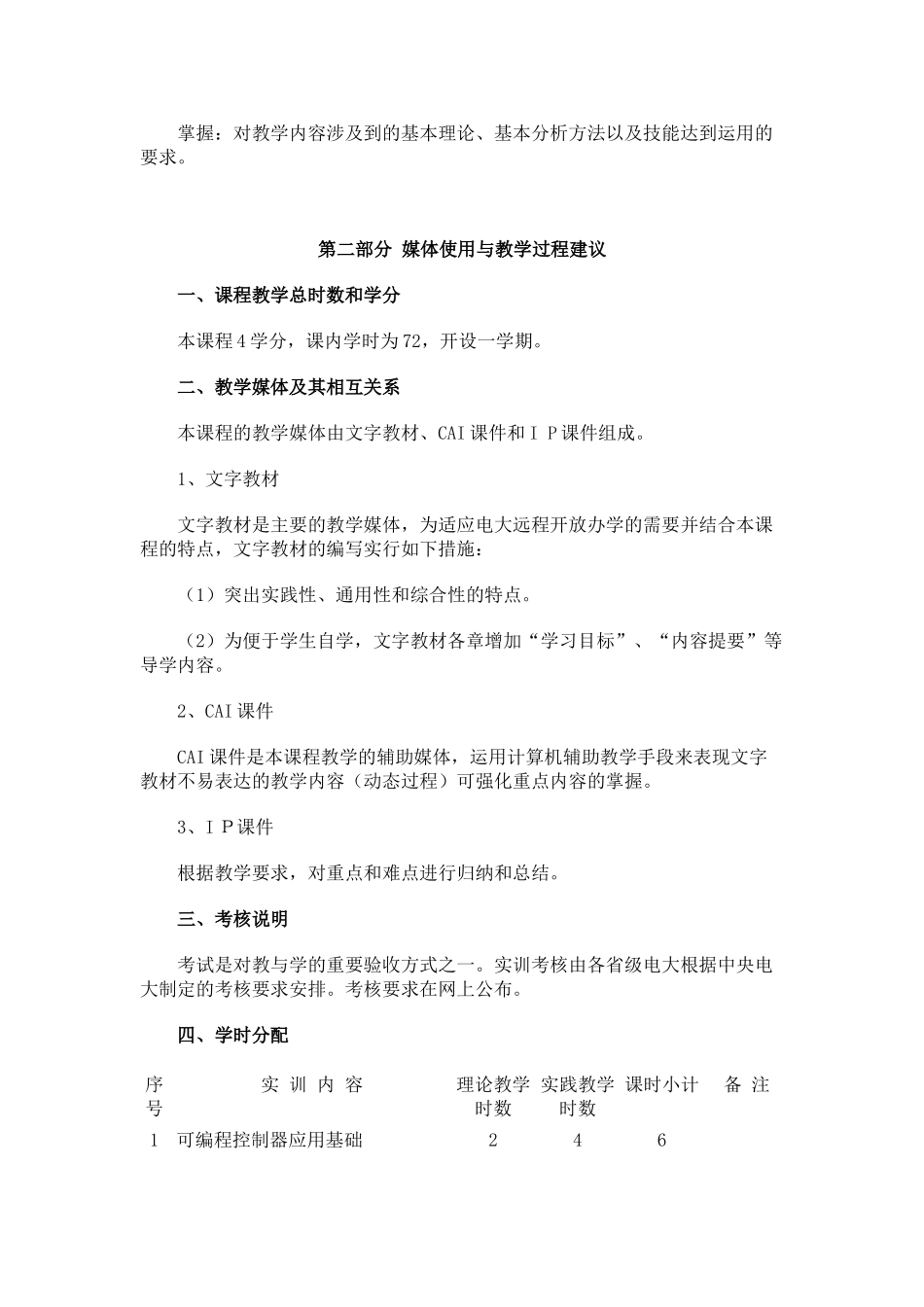 可编程控制器应用实训教学大纲_第2页