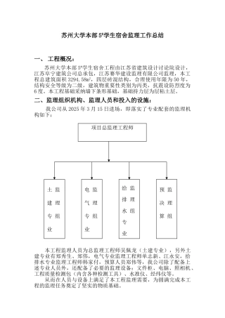 号学生宿舍监理工作总结