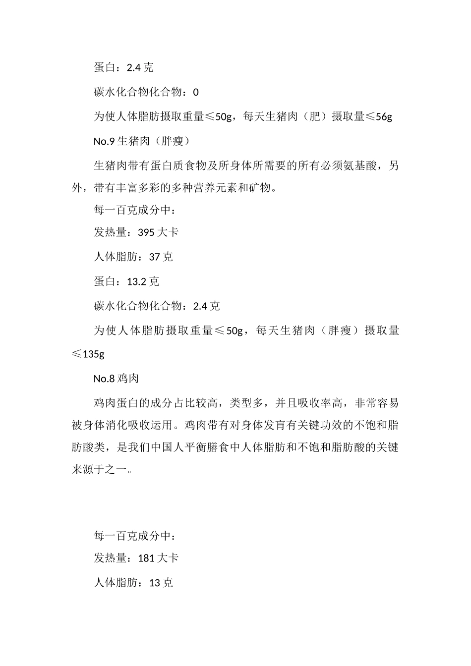 各种肉的热量排名_第2页