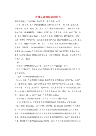 各种认证的标志和符号