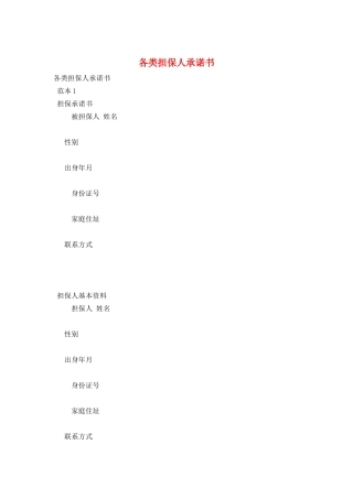 各类担保人承诺书