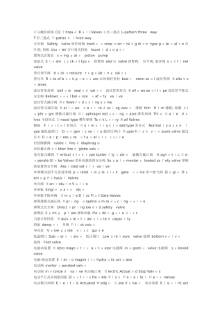 各类阀门中英文对照