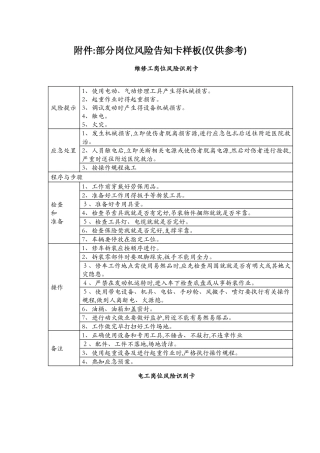 各类风险告知卡