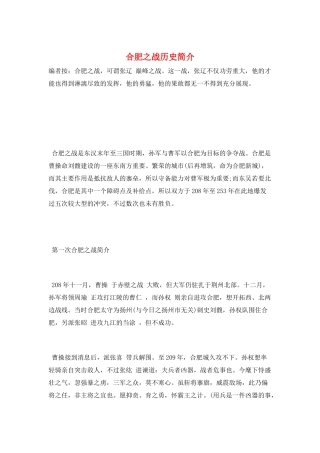 合肥之战历史简介