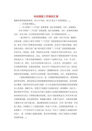 向巡视组工作情况汇报