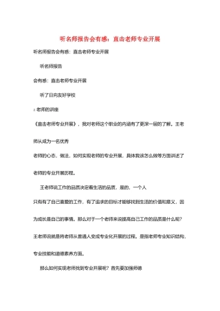 听名师报告会有感：直击教师专业发展