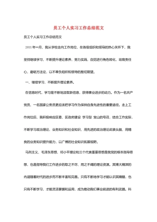 员工个人实习工作总结范文