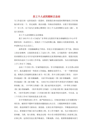 员工个人试用期转正总结