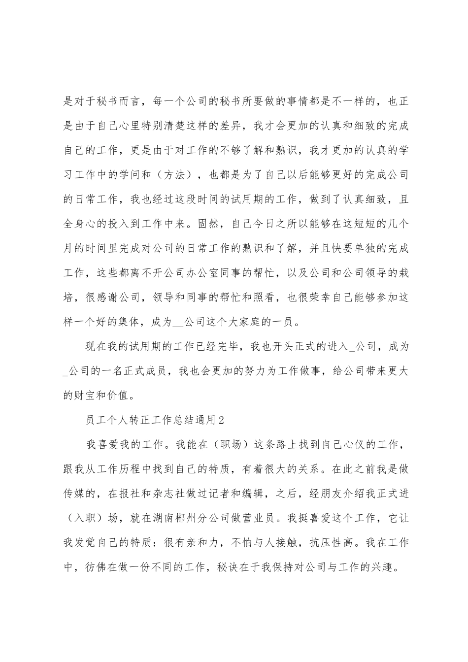 员工个人转正工作总结通用_第2页