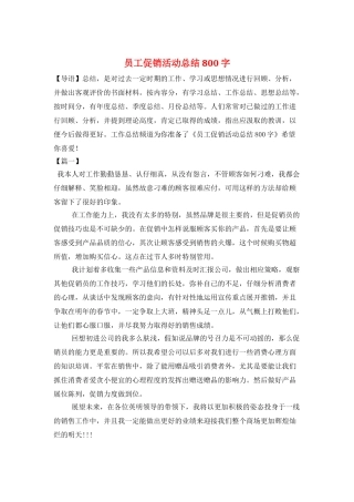 员工促销活动总结800字