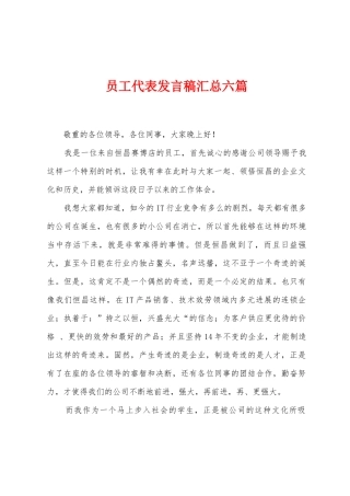 员工代表发言稿汇总六篇
