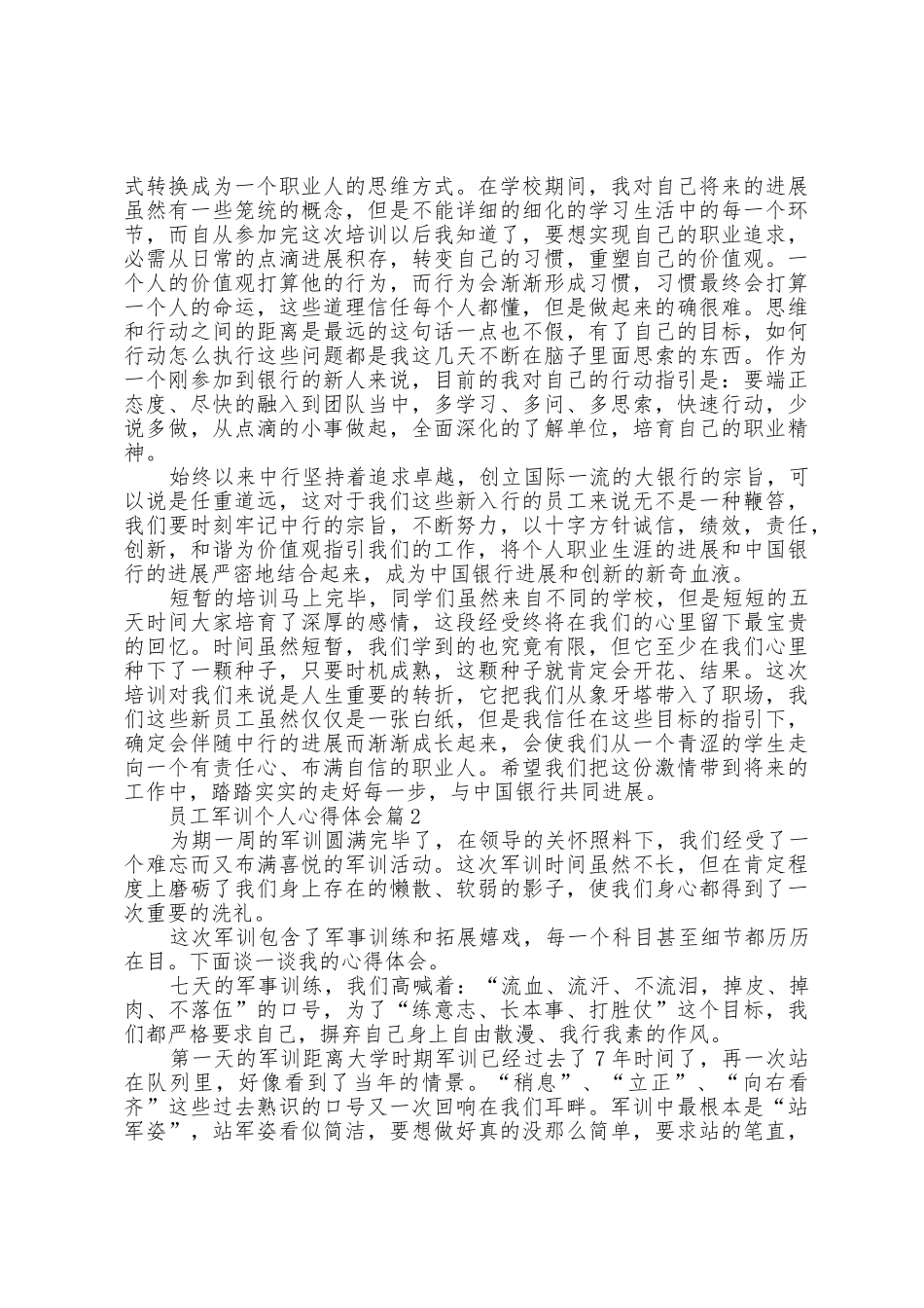 员工军训个人心得体会3篇范文_第3页