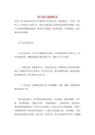 员工实习总结范文