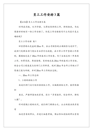 员工工作安排3篇