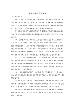 员工年终的自我总结