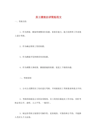员工绩效自评简短范文