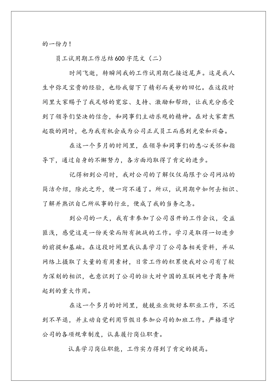 员工试用期工作总结600字范文_第2页