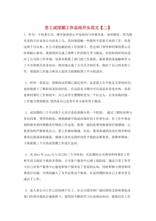 员工试用期工作总结开头范文