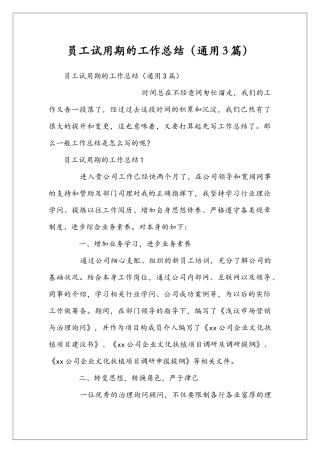 员工试用期的工作总结