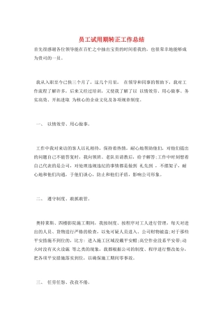 员工试用期转正工作总结