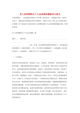 员工试用期转正个人总结通用模板范文例文