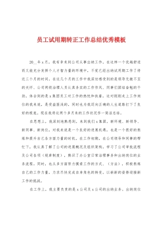 员工试用期转正工作总结模板