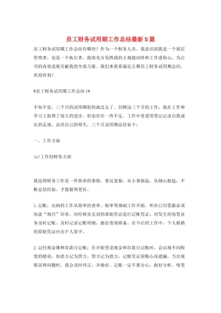 员工财务试用期工作总结最新5篇