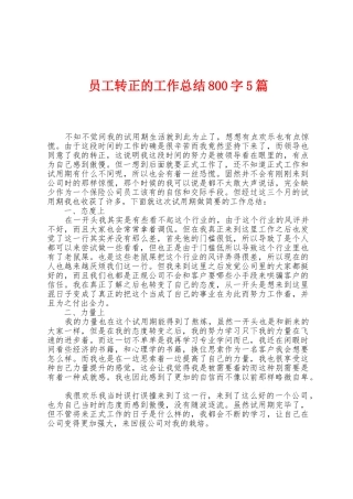 员工转正的工作总结800字5篇