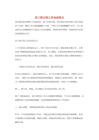 员工转正的工作总结范文