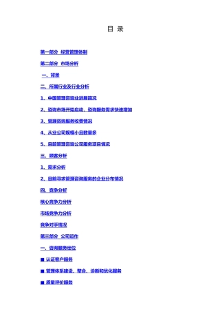 咨询公司创业计划书实例