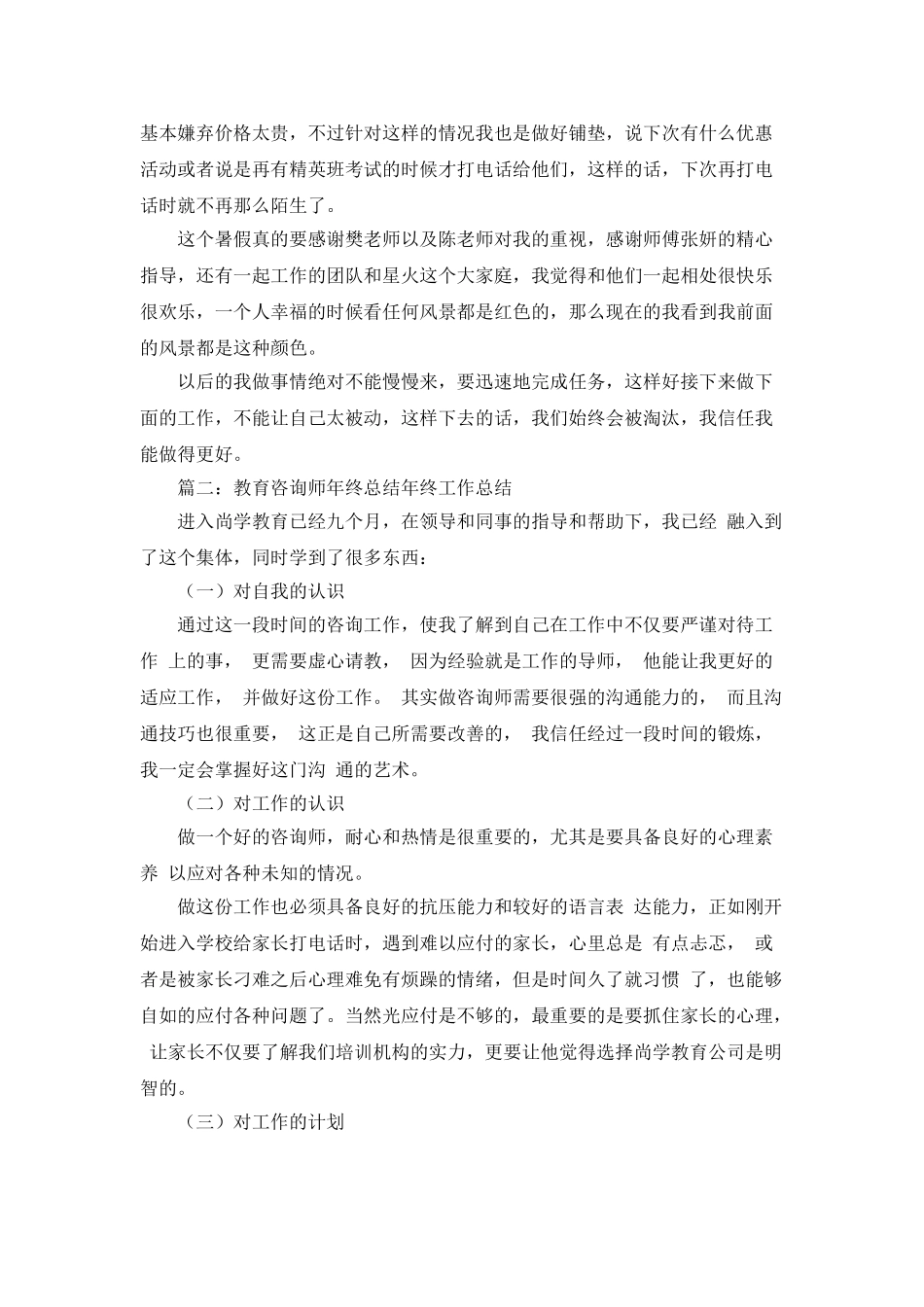 咨询师年度个人工作总结范文_第2页