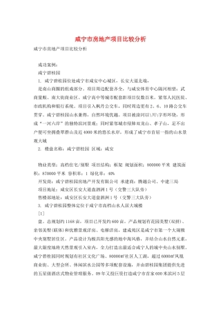 咸宁市房地产项目比较分析