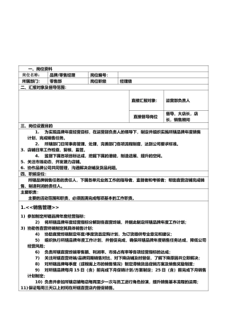 品牌经理岗位职责